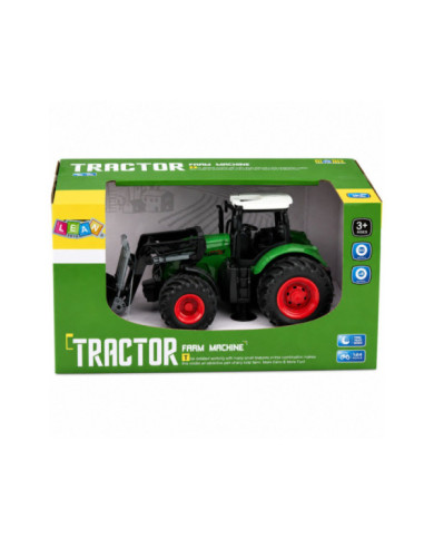 Traktor Rolniczy Farmerski Z Ładowaczem Czołowym Gumowe Koła Zielony 1:24