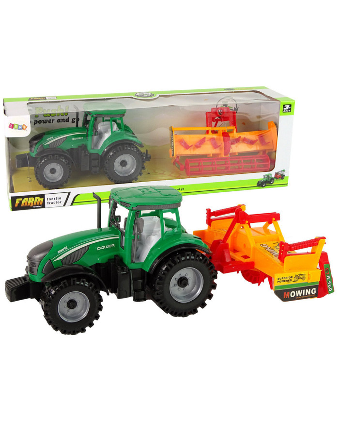 Zielony Traktor z Pomarańczowym Kultywatorem Napęd dla Dzieci