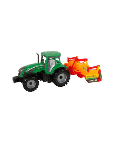 Zielony Traktor z Pomarańczowym Kultywatorem Napęd dla Dzieci
