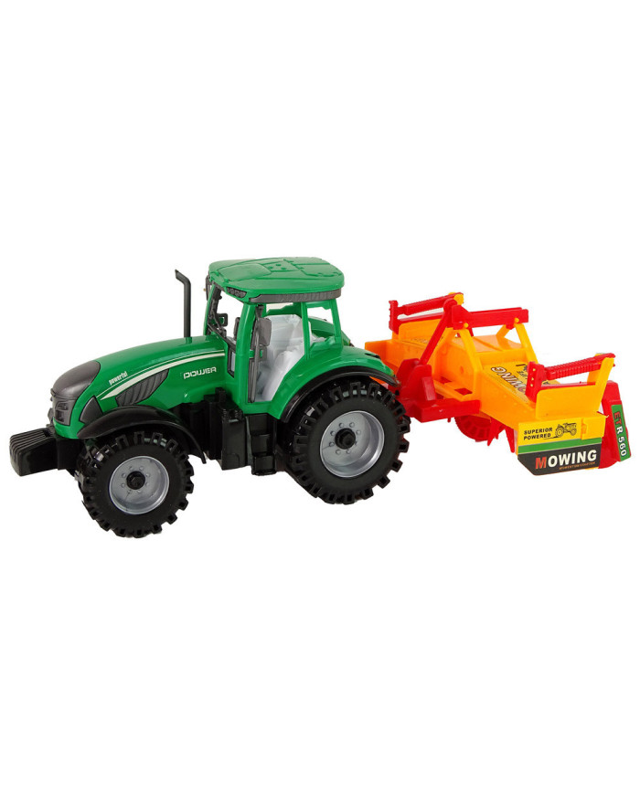 Zielony Traktor z Pomarańczowym Kultywatorem Napęd dla Dzieci