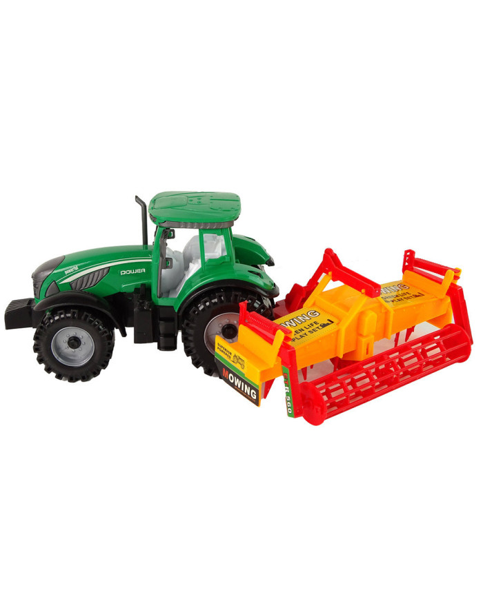Zielony Traktor z Pomarańczowym Kultywatorem Napęd dla Dzieci