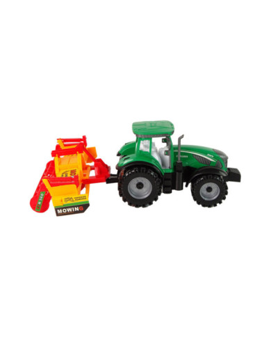 Zielony Traktor z Pomarańczowym Kultywatorem Napęd dla Dzieci