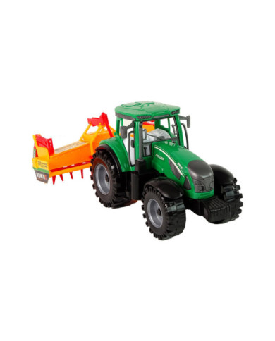 Zielony Traktor z Pomarańczowym Kultywatorem Napęd dla Dzieci