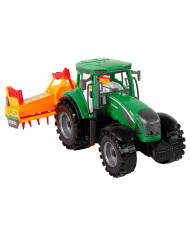 Zielony Traktor z Pomarańczowym Kultywatorem Napęd dla Dzieci