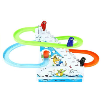 PINGWINY NA RUCHOMYCH SCHODACH ŚWIATŁO MELODIE