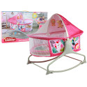 Wielofunkcyjne Łóżeczko Bujaczek 2w1 Mata Dziecięca Dźwięki Wibracje Różowa
