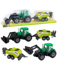 Zestaw Traktor Z Ładowaczem i Prasą Rolniczą Zielony