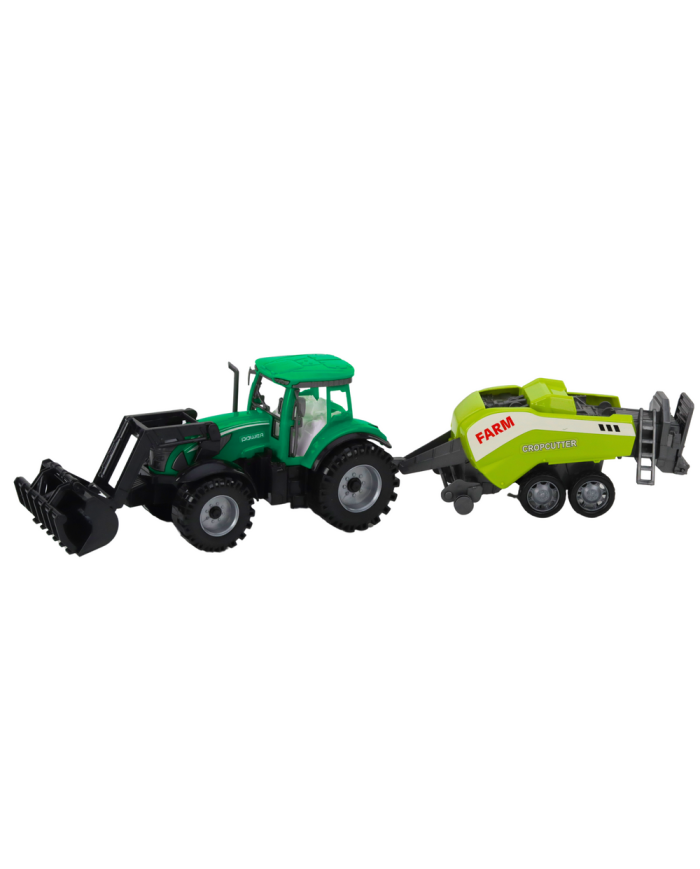 Zestaw Traktor Z Ładowaczem i Prasą Rolniczą Zielony
