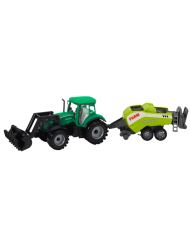 Zestaw Traktor Z Ładowaczem i Prasą Rolniczą Zielony