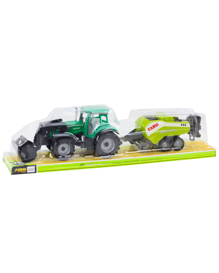 Zestaw Traktor Z Ładowaczem i Prasą Rolniczą Zielony