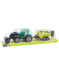Zestaw Traktor Z Ładowaczem i Prasą Rolniczą Zielony