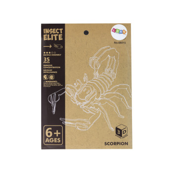 Drewniane Puzzle Przestrzenne 3D Skorpion Składanka Edukacyjna 35 Elementów