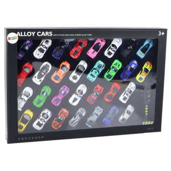 Zestaw Aluminiowych Resoraków W Pudełku 30 Sztuk Autka Sportowe Policyjne