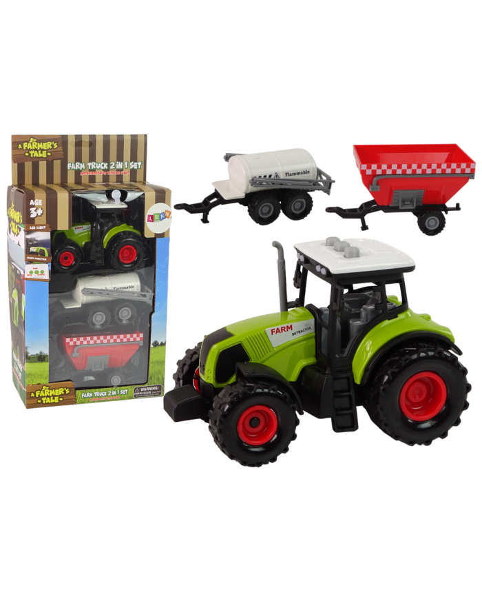 Duży Traktor Światła LED Dźwięki 2 Maszyny Farm Set