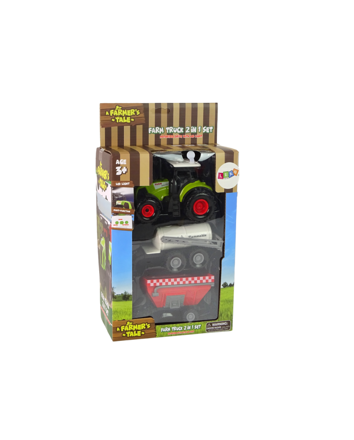Duży Traktor Światła LED Dźwięki 2 Maszyny Farm Set