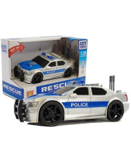 Auto Policji na Baterie 1:20 Światła i Dźwięki z Naciągiem Srebrne