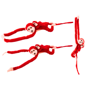 Maskotka Pluszowa Małpka z Dzieckiem Czerwona 70 cm