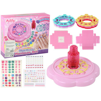 Zestaw Do Paznokci Różowy Tipsy Naklejki Diamenciki