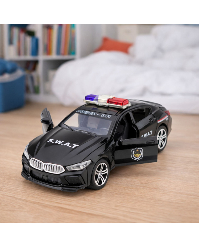Auto Jednostki Specjalnej SWAT Otwierane Drzwi Napęd Światła Dźwięki Czarny