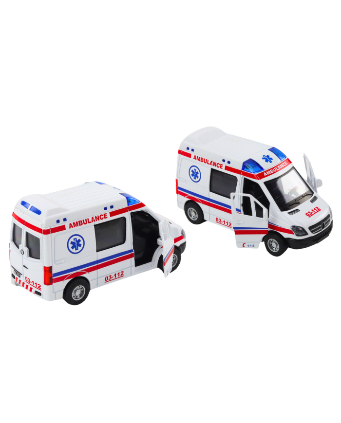 Ambulans Karetka 1:32 Otwierane Drzwi Światła Dźwięki Napęd Biała