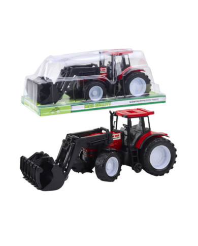 Traktor Pojazd Rolniczy Farmerski Z Chwytakiem Czerwony