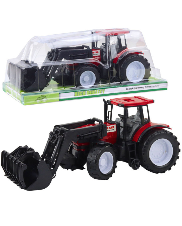 Traktor Pojazd Rolniczy Farmerski Z Chwytakiem Czerwony