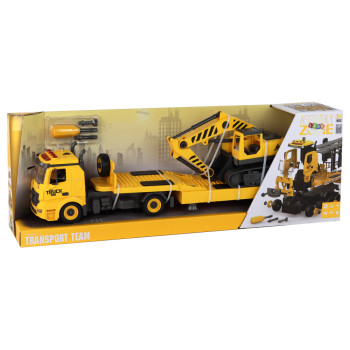 Laweta Do Składania Z Koparką Gąsienicową Dźwięk Światła DIY Żółty