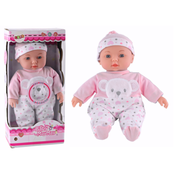 Lalka Bobas Różowa Piżamka z Misiem Czapeczka Dźwięki