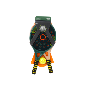 Zestaw 2 Rakietek Dla Dzieci Do Gry Padel Zielona Beżowa Piłka PU Żółta