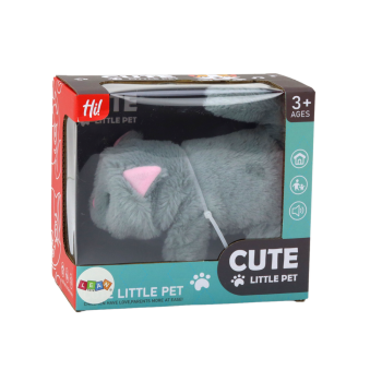 Kotek Pluszowy Interaktywny Zwierzątko Chodzi Miauczy Szary