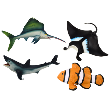 Zestaw Figurek Zwierząt Morskich Rekin Delfin Płaszczka 5 Sztuk