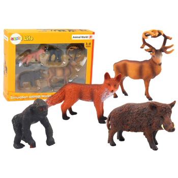 Zestaw Figurek Zwierzęta Leśne Jeleń Dzik Lisek Goryl