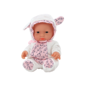 Mała Lalka Bobas Białe Ubranko Czapeczka Kokardka Uszy