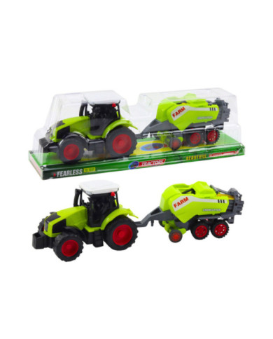 Zestaw Traktor Ciągnik Prasa Rolnicza Do Belowania Siana Zielony