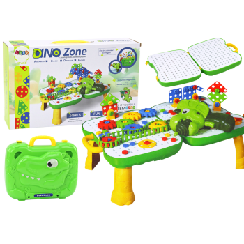 Stolik Walizka Zestaw DIY Układanka Klocki Dinozaur Wkrętarka 249 ele.