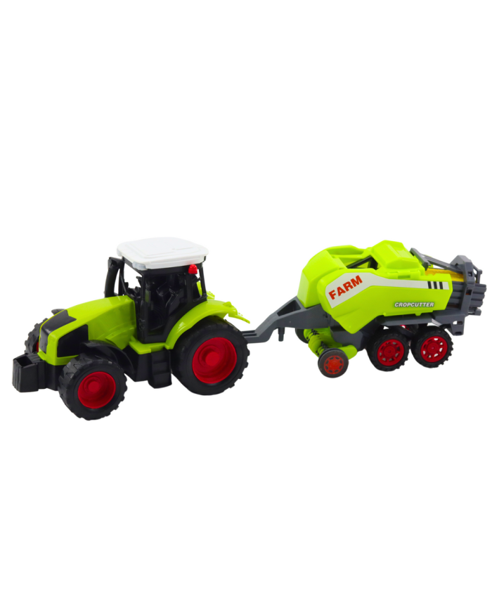 Zestaw Traktor Ciągnik Prasa Rolnicza Do Belowania Siana Zielony