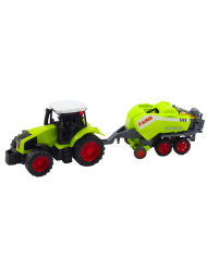 Zestaw Traktor Ciągnik Prasa Rolnicza Do Belowania Siana Zielony