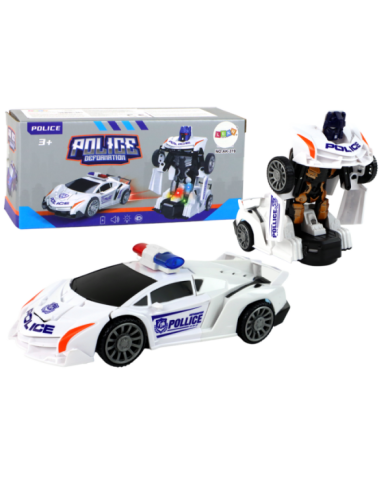Samochód-Robot Policja Biały 2w1 Transformacja