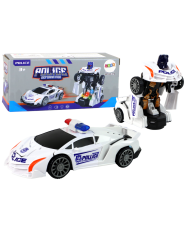 Samochód-Robot Policja Biały 2w1 Transformacja