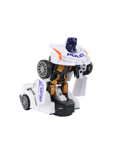 Samochód-Robot Policja Biały 2w1 Transformacja