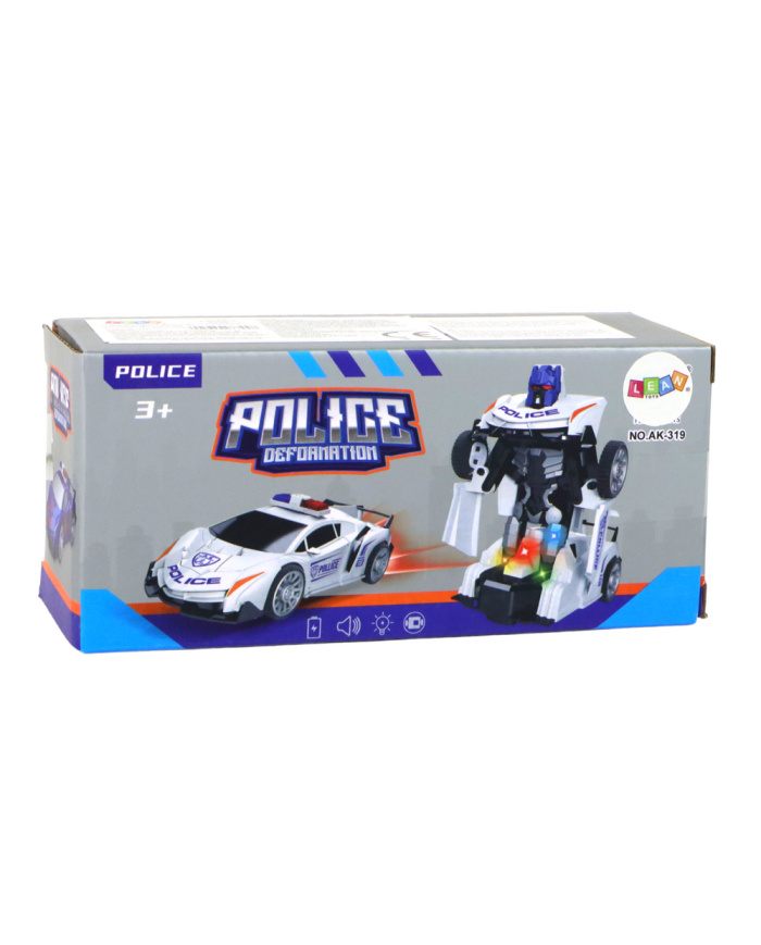 Samochód-Robot Policja Biały 2w1 Transformacja