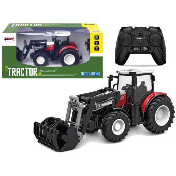 Traktor  Czerwony Zdalnie Sterowany 2,4 G Ruchoma Łyżka 1:24