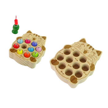 Drewniana Gra Zręcznościowa Łowienie Rybek 2 Wędki Kotek