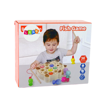 Drewniana Gra Zręcznościowa Łowienie Rybek 2 Wędki Kotek