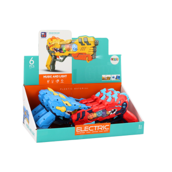 Pistolet Projektor Dinozaur Światła Dźwięki Niebieski Czerwony