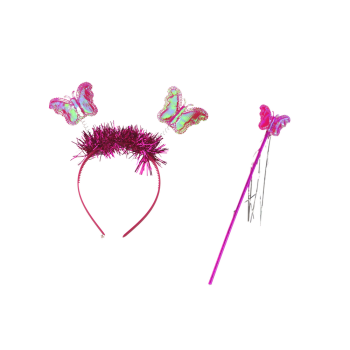 Kostium Wróżki Strój Przebranie Motyla Różowy Skrzydła