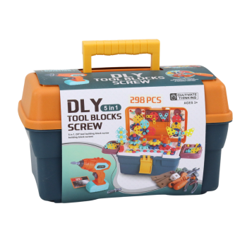 Klocki Puzzle Konstrukcyjne 3D W Skrzynce DIY Rozkręcanie Wiertarka