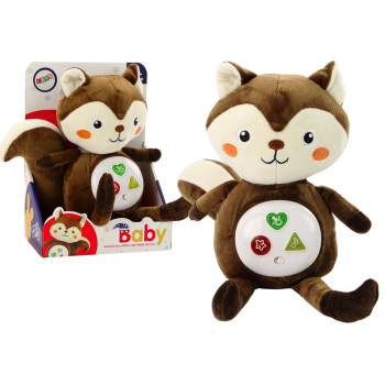 Pluszowa Wiewiórka Interaktywna Edukacyjna Usypiacz Przytulanka Melodie