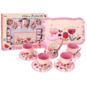Zestaw Do Kawy Herbaty Filiżanki Czajnik Taca Różowy Kawiarnia 12 ele.