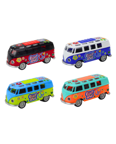 Camper Bus 1:32 Metalowy Światła Dźwięki Napęd Otwierane Drzwi